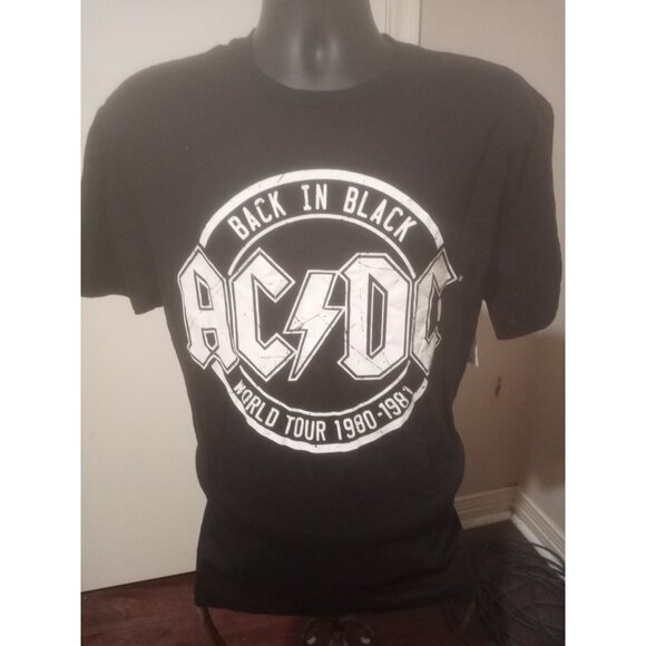 AC/DC Back In Black T-Shirt Large L Black Short Sleeve World Tour 1980-1981 - Picture 1 of 9